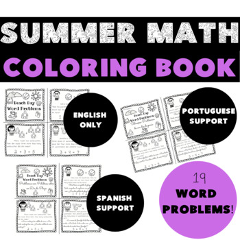 Preview of bilingual book (grade 1 math/ELA) summer beach Spanish & Portuguese support ESL