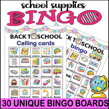 Preview of bingo school supplies / Printable World teachers day
