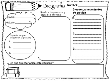 Preview of biography Graphic organizer