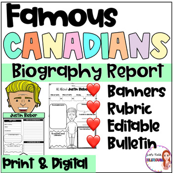 Preview of biography report templates about Famous Canadians / Research templates