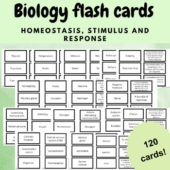 Preview of biology card activity game key words homeostasis stimulus and response