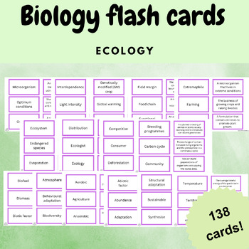 Preview of biology flash card activity game key words ecology habitats animal