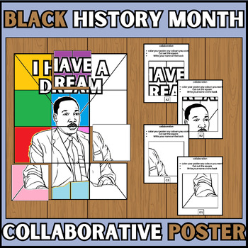 Preview of black history month Collaborative Art Poster Coloring page| bulletin board ideas