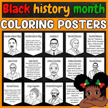 Preview of black history month bulletin board | 46 Black Heroes Coloring Biography Posters