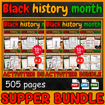 Preview of black history month bulletin board Activities super Bundle | worksheets - décor