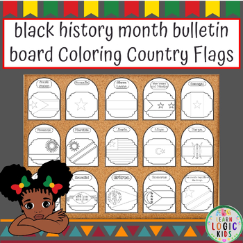 Preview of Black history month bulletin board Coloring African Country Flags