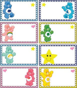 Preview of blank care bear name tags
