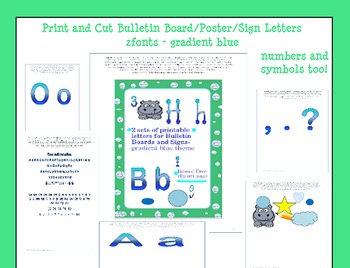 Preview of blue bulletin board letters, fonts and symbols (two fonts)