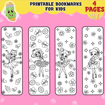Preview of Printable bookmarks princess theme, coloring pages for kids, activity sheets,