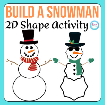Preview of build a snowman 2D shape Activity for First Grade,math,Craft,Cut&Paste,Clip art