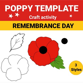 Preview of build your own poppy template for Remembrance Day, Memorial Day Craft, Anzac Day