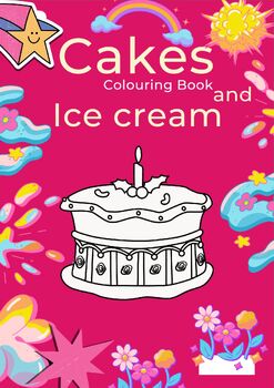 Preview of cake with candle  color book kids