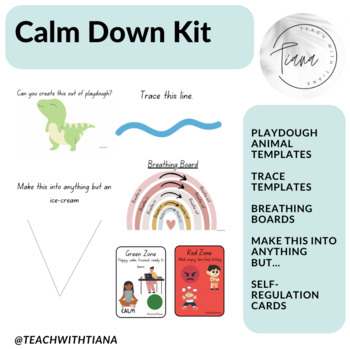 Preview of calm down kit- play dough mats, tracing, self-regulation cards