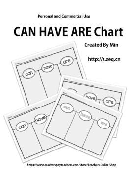 Preview of can, have, are Chart- Blank Printable-4+2 Pages