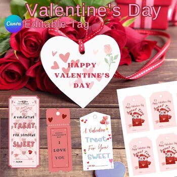 Preview of candy grams template Happy Valentine's Day / card / tag Editable