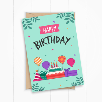 Preview of card birthday - printable file - Birthday balloon card - Ready to print