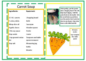 Preview of carrot soup knowledge organiser/ crib sheet/ recipe