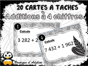 Preview of cartes à tâches: additions, à 4 chiffres