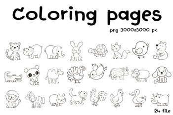 Preview of cartoon doodle animal kawaii anime cute coloring pages illustration teaching mat