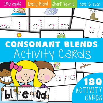 CCVC Word Blending Cards Teaching Supplies Reading Activity Set 