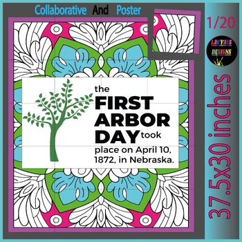 Preview of celebrations Arbor Day | Collaborative Coloring page Poster Bulletin Board