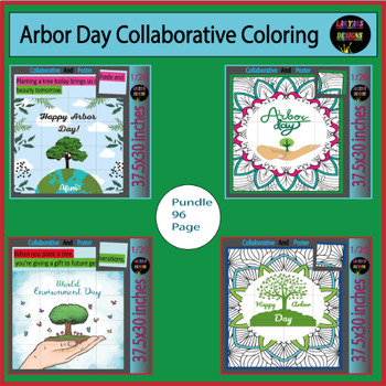 Preview of celebrations Arbor Day Quote | Collaborative Color Poster Bulletin Board Bundle