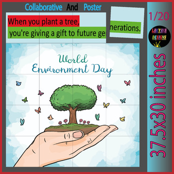 Preview of celebrations Arbor Day Quote | Collaborative Coloring page Poster Bulletin Board