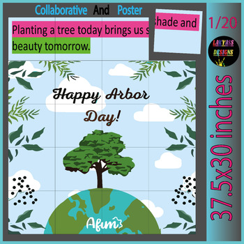 Preview of celebrations Arbor Day Quote | Collaborative Coloring page Poster Bulletin Board