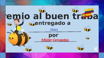 Preview of Certificate of awards for Spanish class in Elementary school (template)