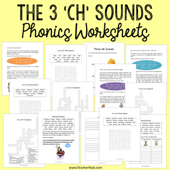 Preview of CH Sounds Phonics Worksheets for The Three CH Sounds