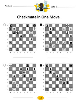 chess puzzles worksheets, checkmate in one move for a beginner.