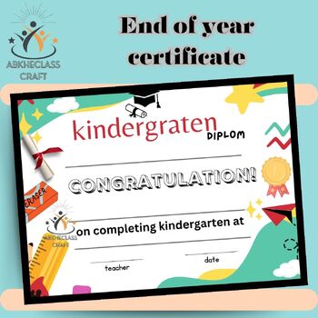 Preview of children's end of year certificates editable, white