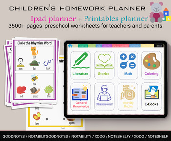Preview of children's homework planner