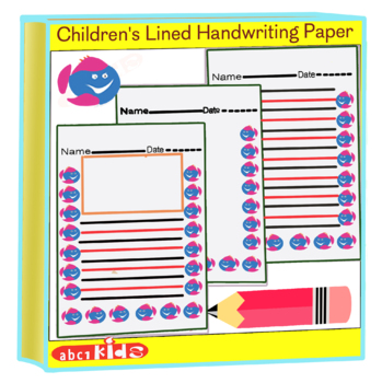 Preview of children's lined handwriting paper - primary writing paper with picture border
