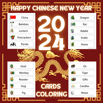 chinese new year cards coloring by Knowledge corner 47 | TPT