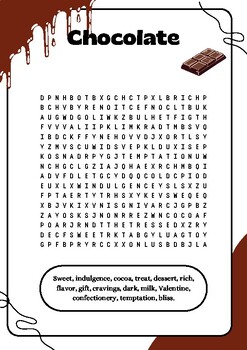 chocolate : Puzzle Word Search Activity Sheet by WordNook Hub | TPT