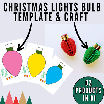Preview of christmas lights name craft,christmas light bulb,christmas light template