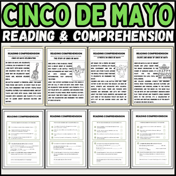 Preview of cinco de mayo Reading Comprehension Passages | 1st to 3rd grade students