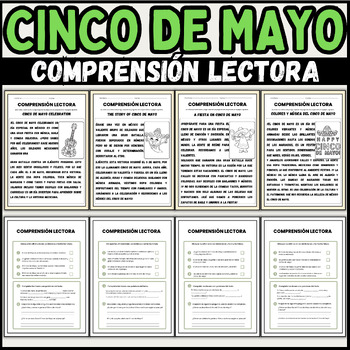 Preview of cinco de mayo Spanish Reading Comprehension Passages | 1st to 3rd grade students
