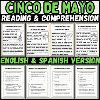 Preview of cinco de mayo Spanish & english Reading Comprehension Passages | 1st_3rd grade