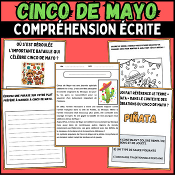 Preview of cinco de mayo frensh Reading & Comprehension Passage | activities | 1st to 3rd