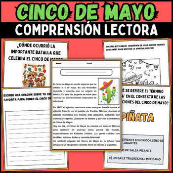 Preview of cinco de mayo spanish Reading & Comprehension Passage | activities | 1st-3rd