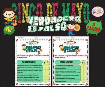 Preview of cinco de mayo true or false-verdadero o falso ejercicios| 5 de Mayo Actividades