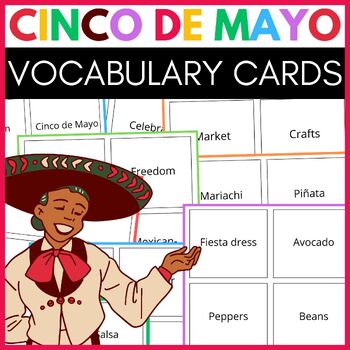 Preview of cinco de mayo vocabulary cards preschool and kindergarten