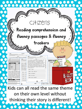 Preview of citizens fluency and comprehension leveled passages