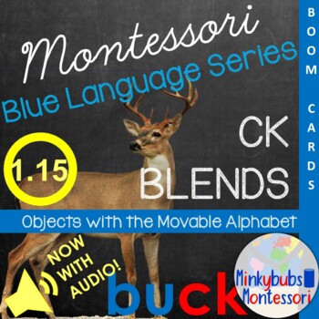 Preview of ck Blend Words Movable Alphabet Montessori Blue Language Boom Cards DL