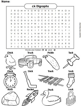 ck digraphs activity word search worksheet by science