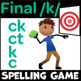 ck, k, ct, and ic for /k/ OG sound spelling game (includes