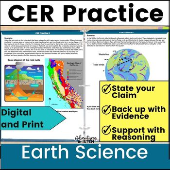 Preview of claim evidence reasoning earth science activity cer practice graphic organizer