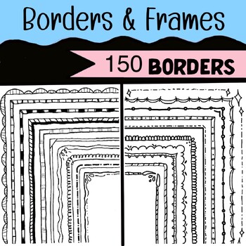 Preview of clipart doodle border and frame , for worksheet Edges
